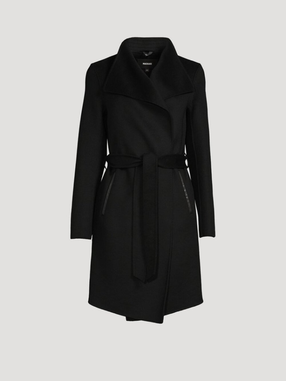 Mackage Laila 100% Double Face Wool Wrap Coat. Black. XL (fits med/large)